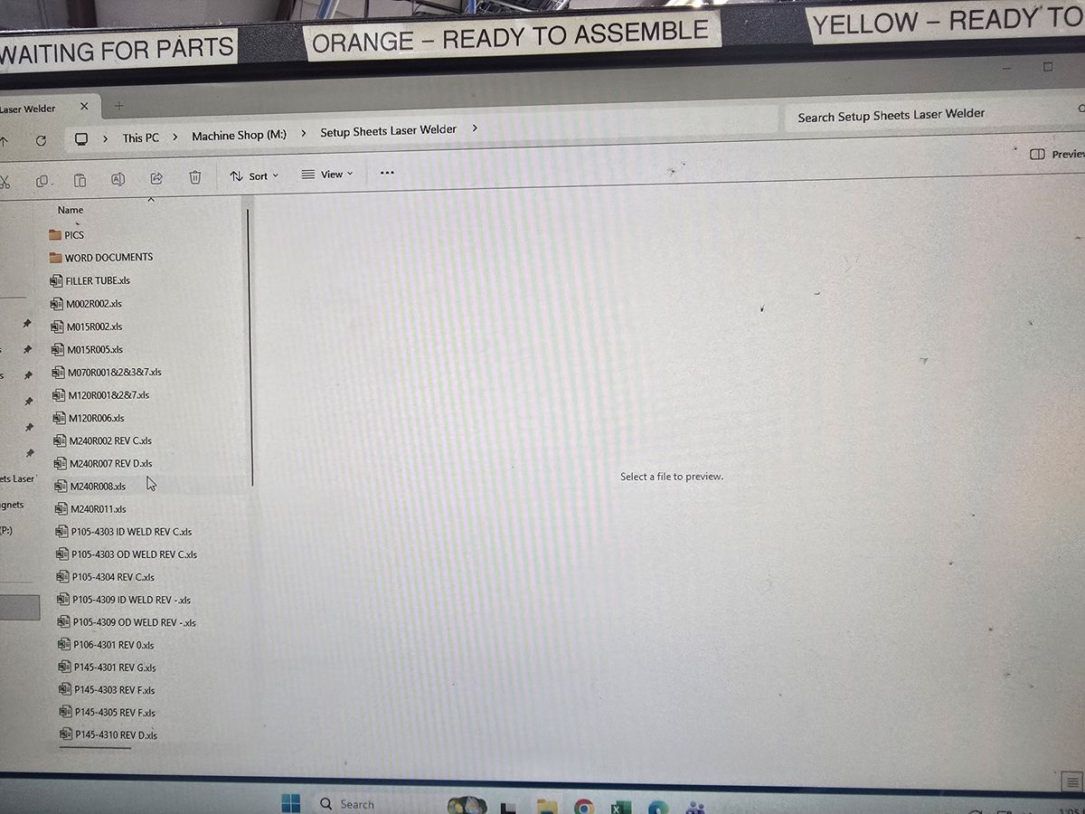 A Windows file browser open on the setup-sheet folder.